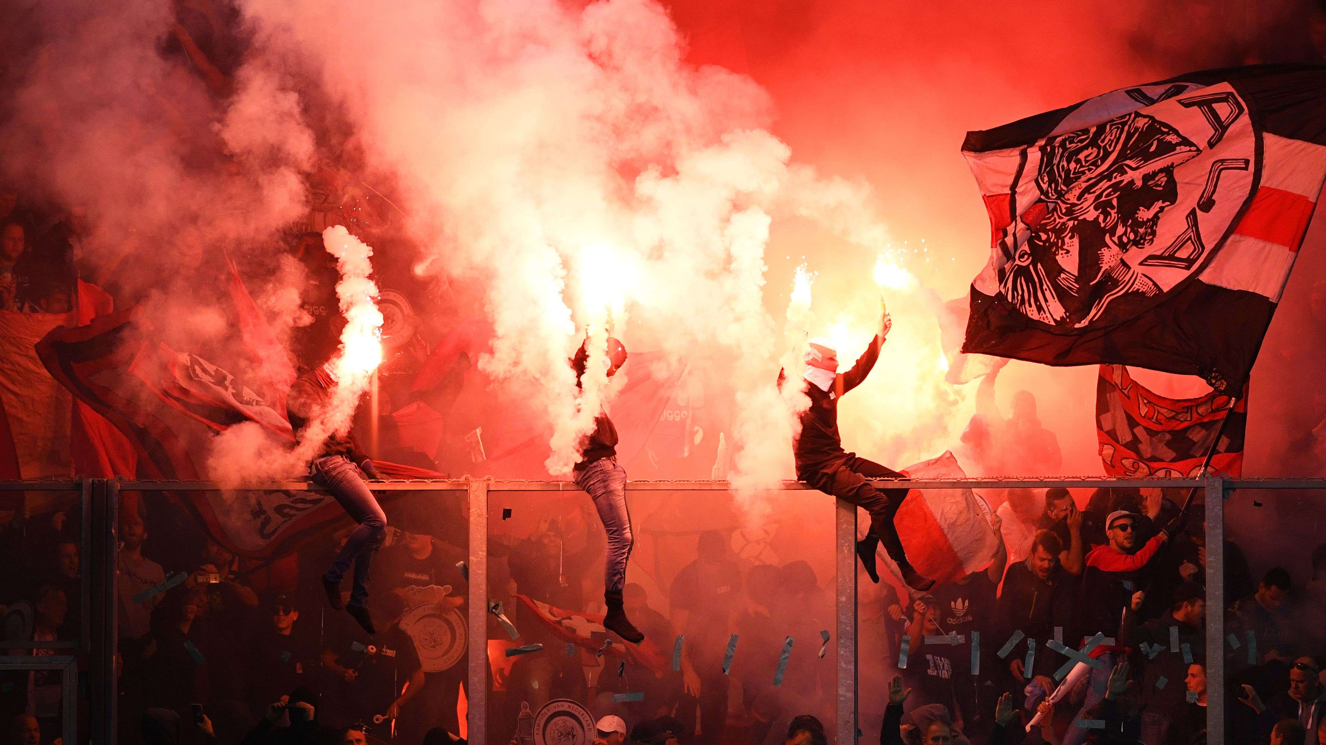 Ajax Fans Pyro Bengalo Hooligan