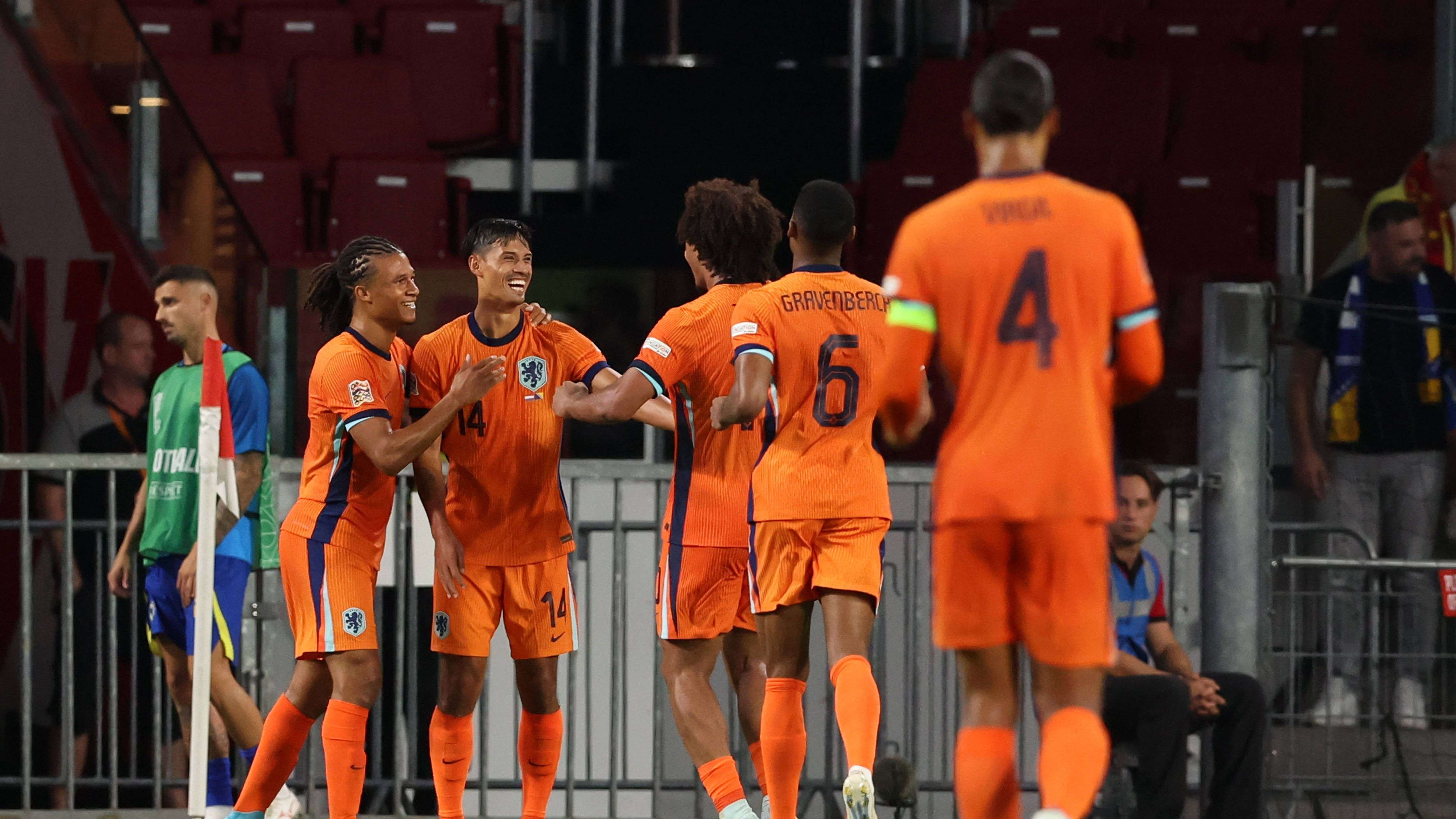 Nathan Ake, Tijjani Reijnders, Joshua Zirkzee, Ryan Gravenberch, Virgil van Dijk, Nederlands elftal, Oranje