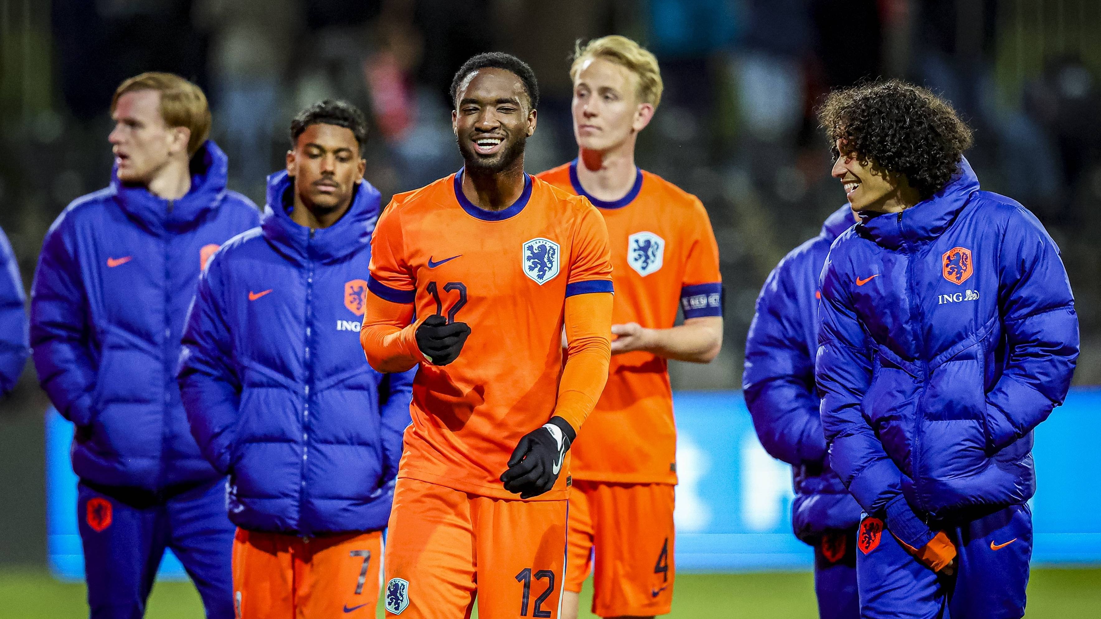 Lamare Bogarde, Netherlands player Jaden Slory, Netherlands player Thijmen Blokzijl, Netherlands player Gjivai Zechiel