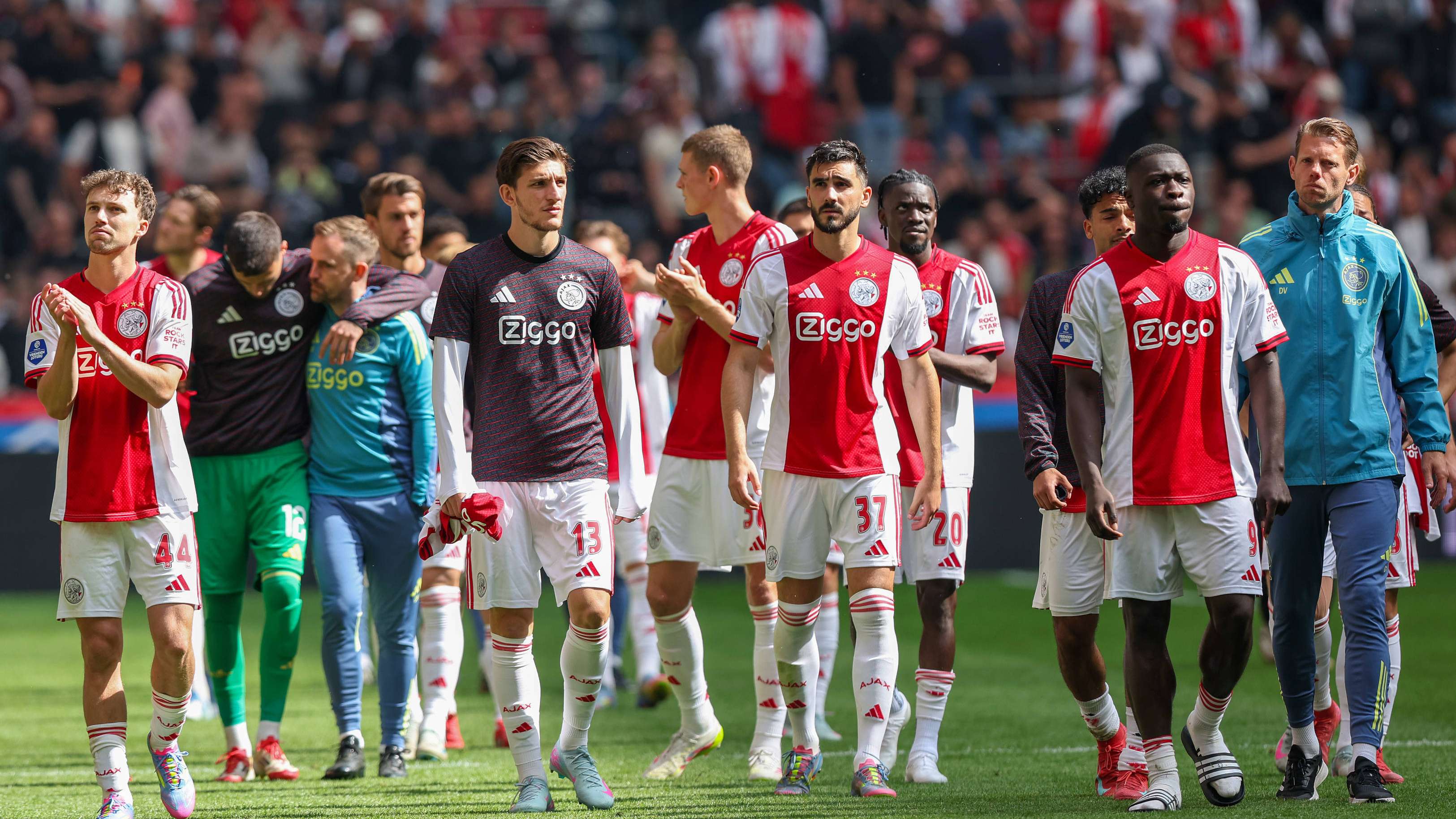 Youri Regeer of AFC Ajax, Ahmetcan Kaplan of AFC Ajax, Josip Sutalo of AFC Ajax, Bertrand Traore of AFC Ajax, Brian Brobbey of AFC Ajax