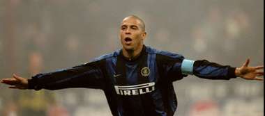 23 Oct 1999: Ronaldo of Inter Milan celebrates after scoring during the Serie A match against AC Mi